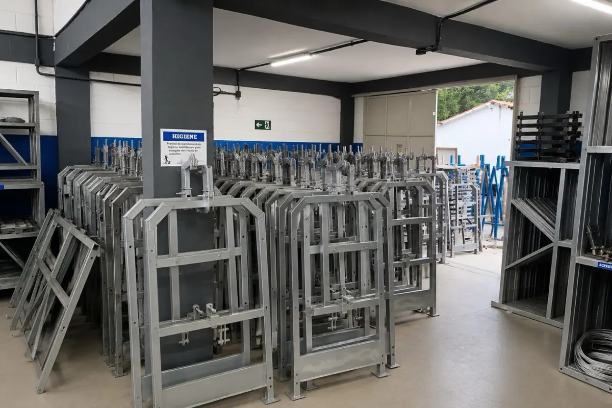 Estoque organizado de componentes e equipamentos na RF